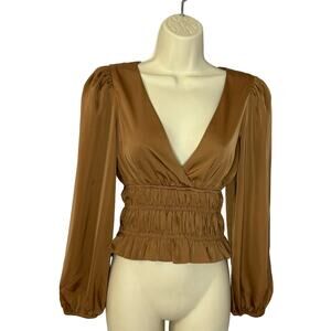 RESET BY JANE  V Neck Smock Blouse Long Sleeve